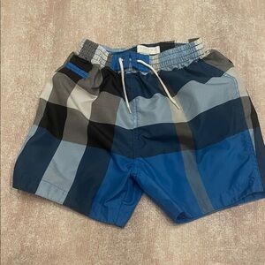 Burberry Boys Blue Plaid Swim Trunks